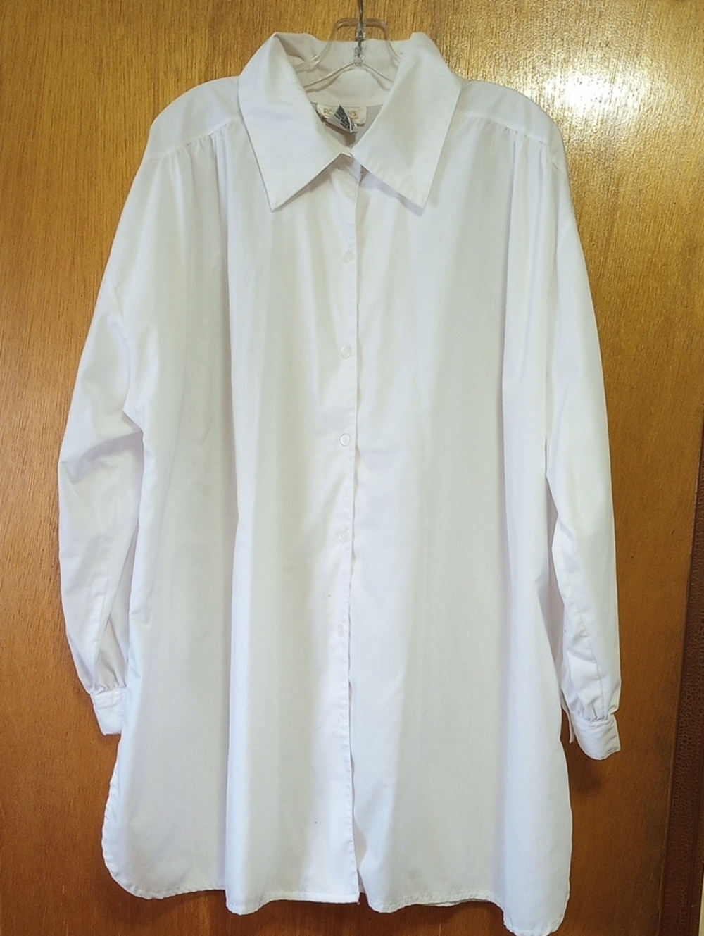 Roaman's Classic Traditional Polyester & Cotton Neutral White Blouse, Size 1X